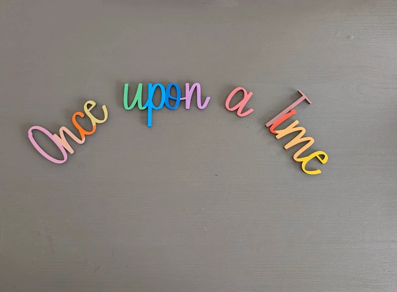 Once Upon a Time rainbow Nursery Sign | Soft Pastels Rainbow | Kids Room Wall Art 38cm