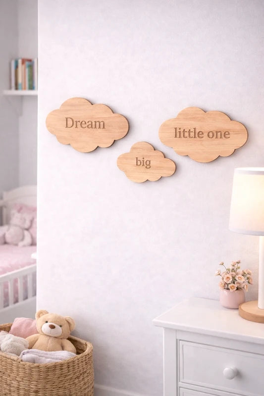 Minimalist style Wooden Clouds x 3 pcs | Baby Nursery Decor | Neutral Scandinavian Style