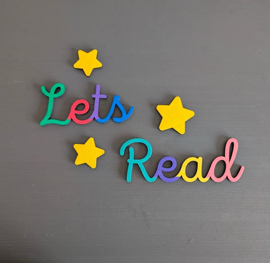 Let’s Read Nursery Sign | Wooden Wall Decor | Reading Corner | Rainbow Kids Decor