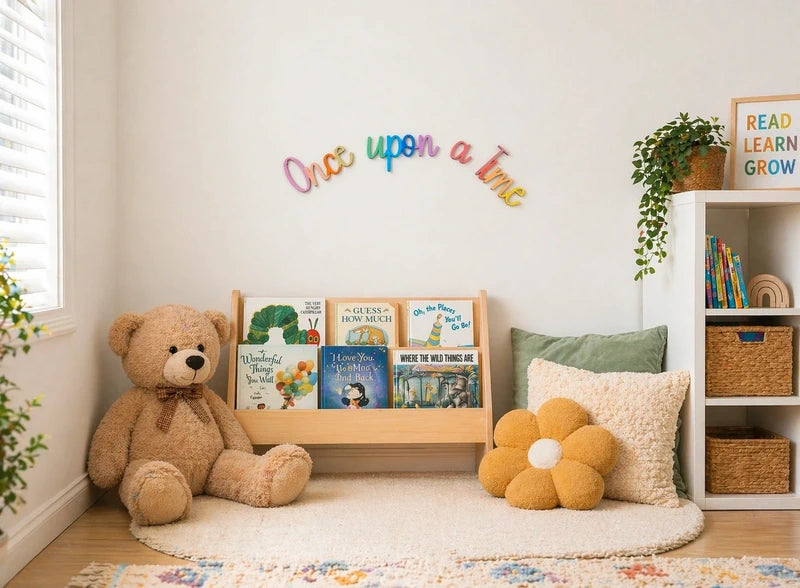 Once Upon a Time rainbow Nursery Sign | Soft Pastels Rainbow | Kids Room Wall Art 38cm