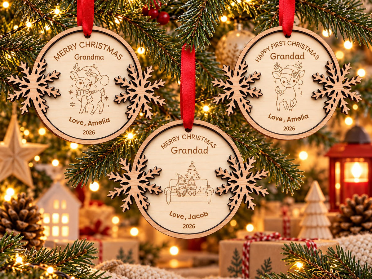 Personalised Wooden Christmas Ornament for Grandparents,Personalised First Christmas as my Grandparents Bauble 2026, New Grandparents Gift