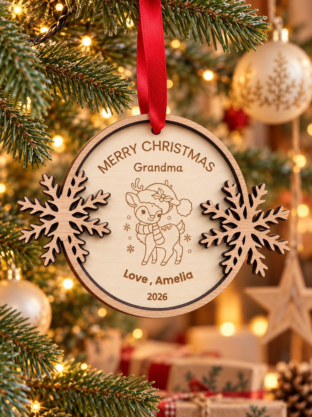 Personalised Wooden Christmas Ornament for Grandparents,Personalised First Christmas as my Grandparents Bauble 2026, New Grandparents Gift