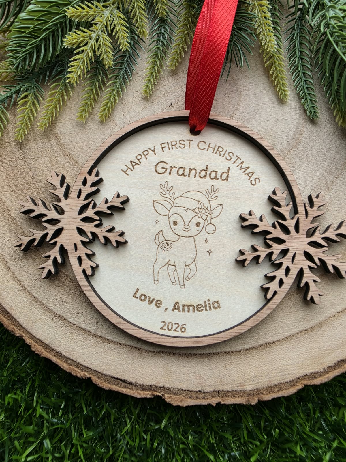 Personalised Wooden Christmas Ornament for Grandparents,Personalised First Christmas as my Grandparents Bauble 2026, New Grandparents Gift