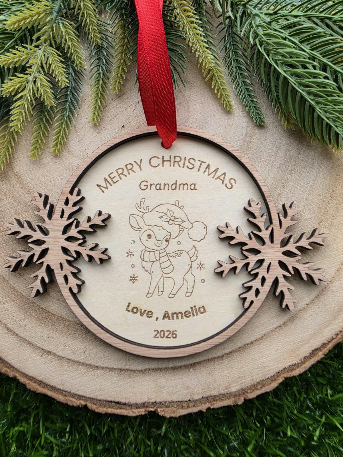 Personalised Wooden Christmas Ornament for Grandparents,Personalised First Christmas as my Grandparents Bauble 2026, New Grandparents Gift