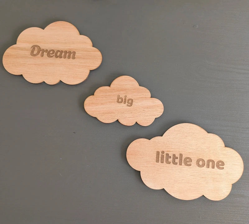 Minimalist style Wooden Clouds x 3 pcs | Baby Nursery Decor | Neutral Scandinavian Style