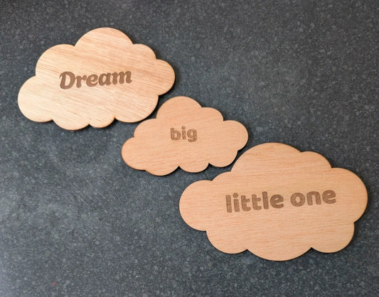 Minimalist style Wooden Clouds x 3 pcs | Baby Nursery Decor | Neutral Scandinavian Style
