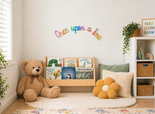 Once Upon a Time rainbow Nursery Sign | Soft Pastels Rainbow | Kids Room Wall Art 38cm