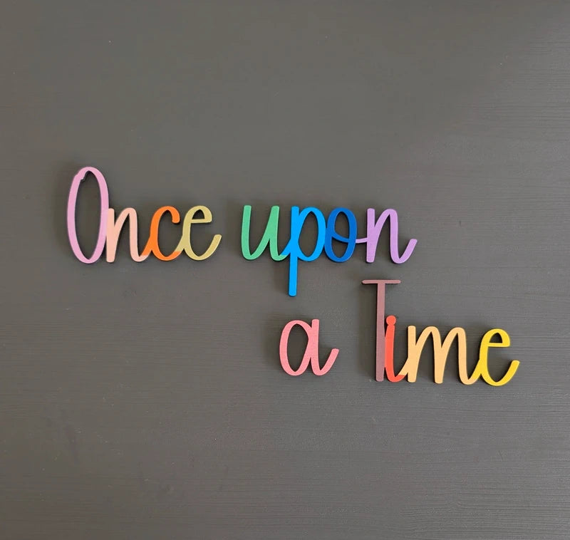 Once Upon a Time rainbow Nursery Sign | Soft Pastels Rainbow | Kids Room Wall Art 38cm