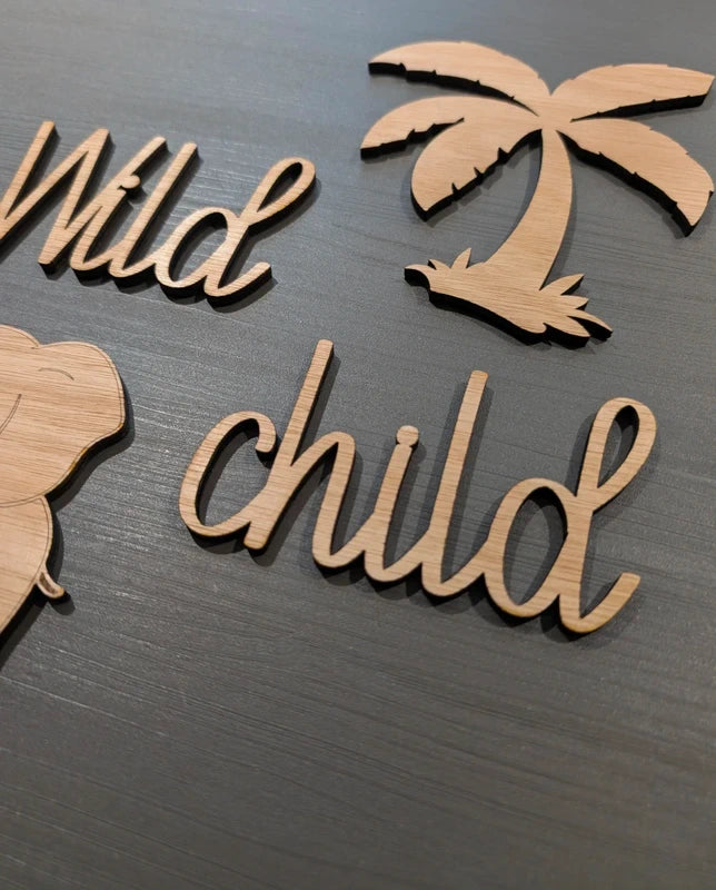 Safari Nursery Name Sign - 25 cm Custom Name Aesthetic Wood Kids Decor