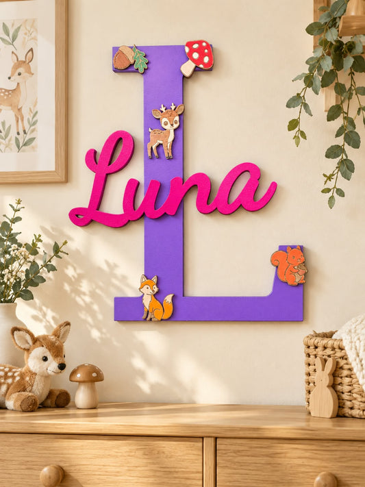 Personalised Fairy & Woodland Nursery Name Sign (Handmade)
