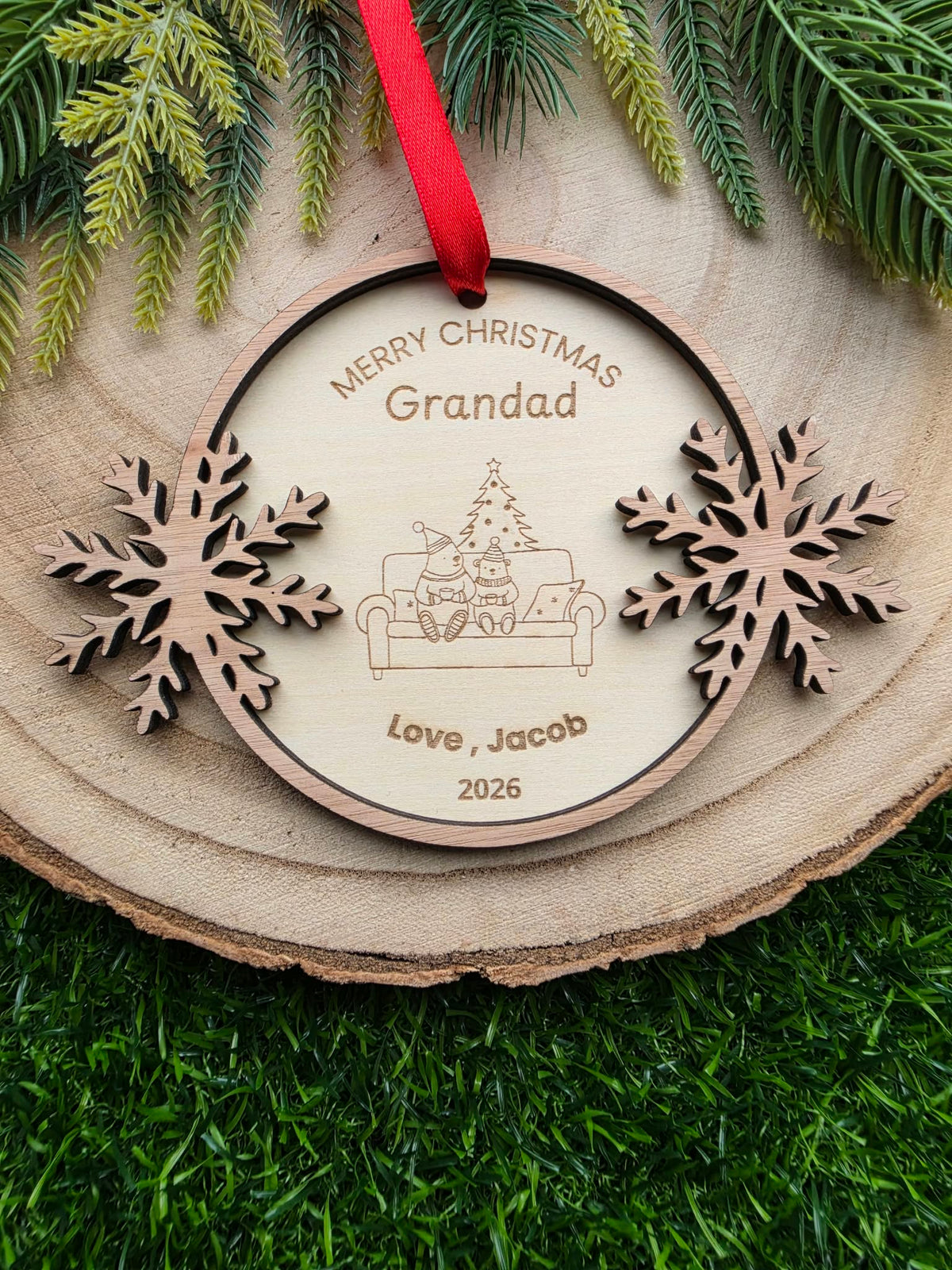 Personalised Wooden Christmas Ornament for Grandparents,Personalised First Christmas as my Grandparents Bauble 2026, New Grandparents Gift
