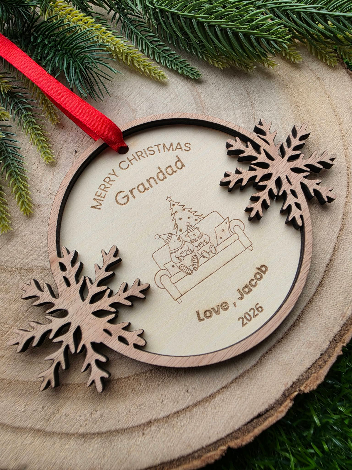 Personalised Wooden Christmas Ornament for Grandparents,Personalised First Christmas as my Grandparents Bauble 2026, New Grandparents Gift
