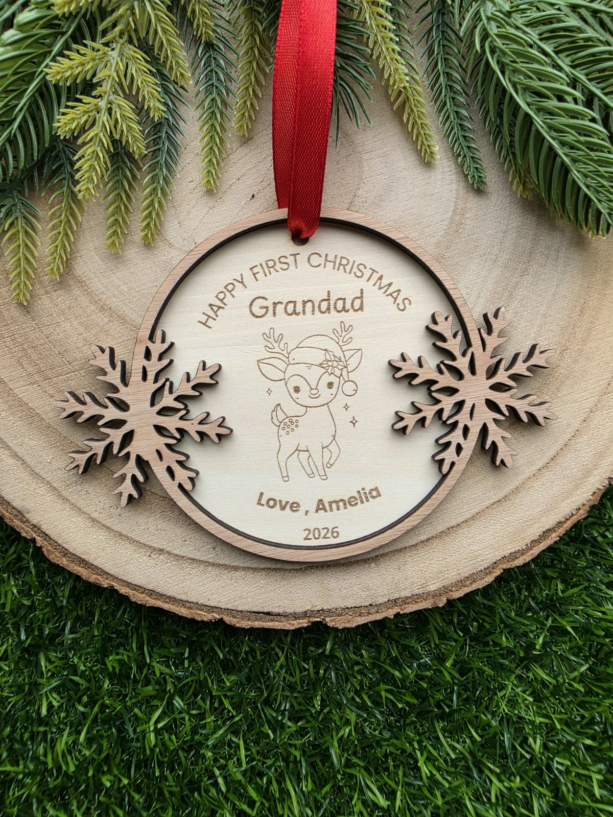 Personalised Wooden Christmas Ornament for Grandparents,Personalised First Christmas as my Grandparents Bauble 2026, New Grandparents Gift